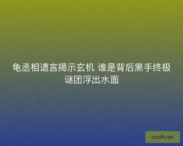 龟丞相遗言揭示玄机 谁是背后黑手终极谜团浮出水面