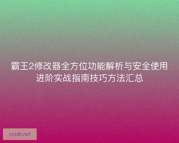 霸王2修改器全方位功能解析与安全使用进阶实战指南技巧方法汇总