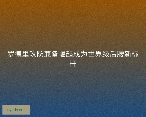 罗德里攻防兼备崛起成为世界级后腰新标杆